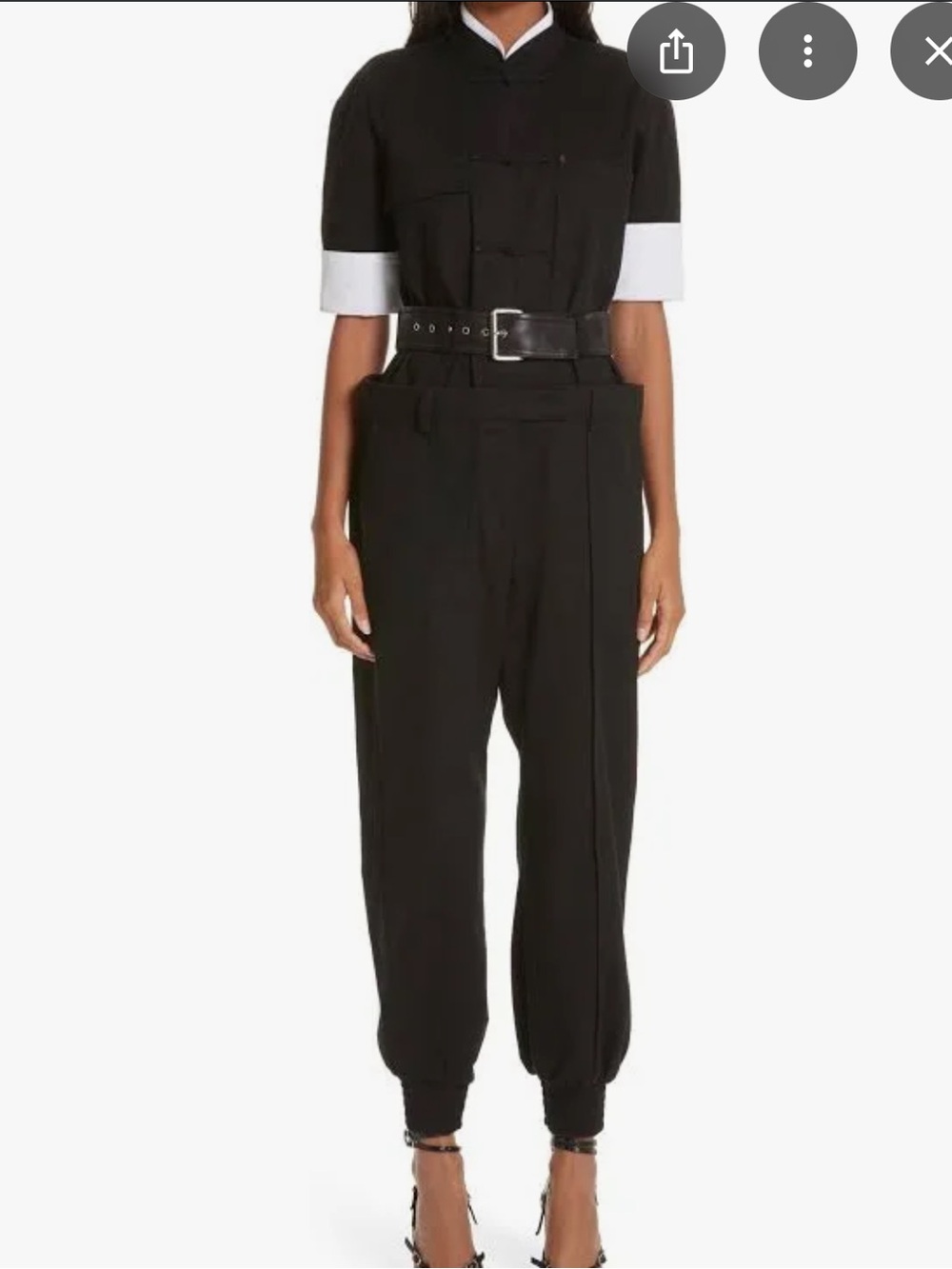 Alexander Wang Black Belted Utility Jumpsuit mandarin collar 100% cotton